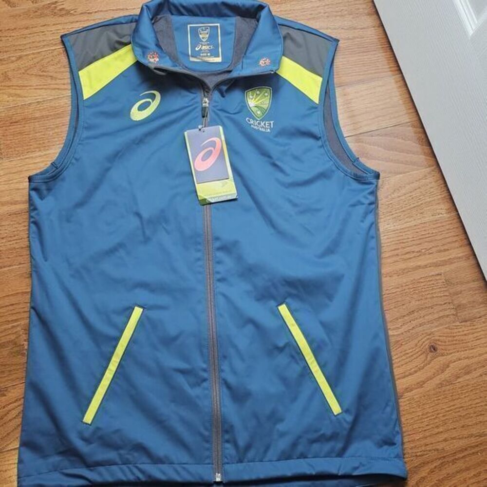 Asics M Men's Training Vest Cricket Australia NWT Sports Legion‎ Blue Training